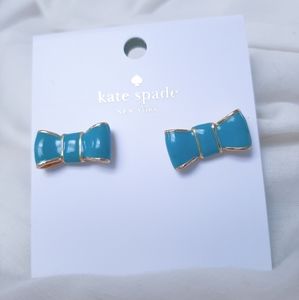kate spade blue gold take a bow stud eareings